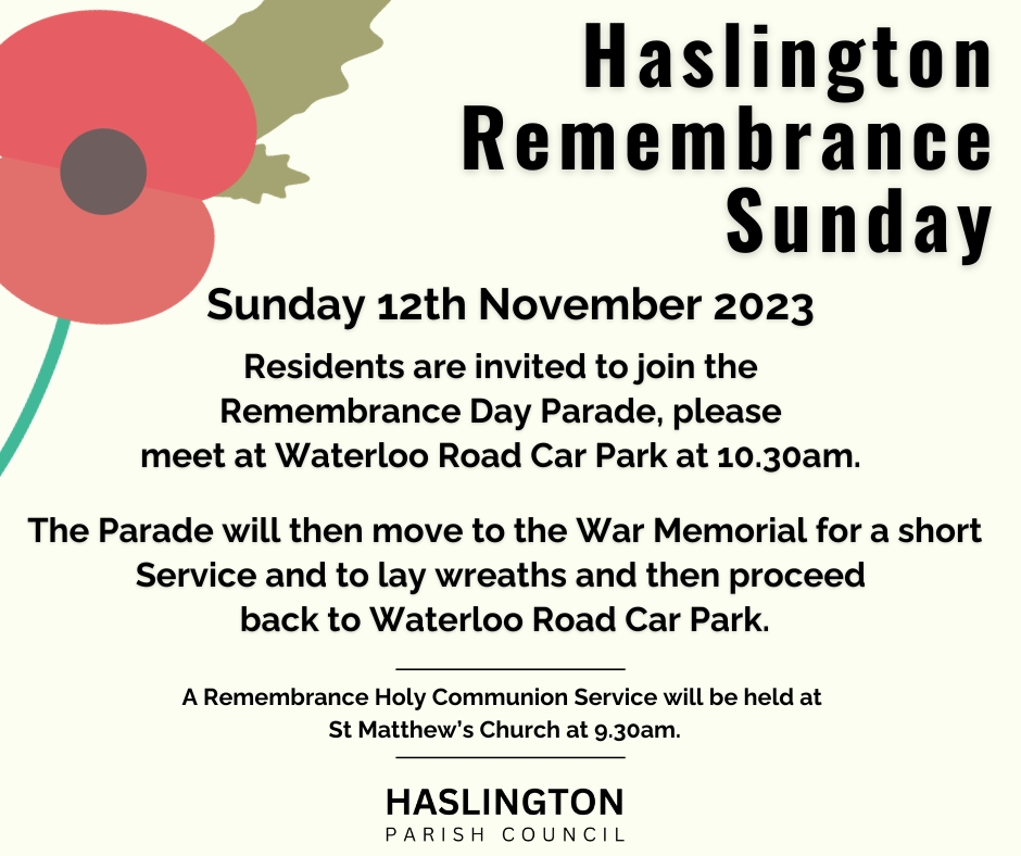 Haslington Remembrance Service – Sunday 12th November 2023